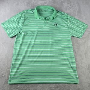 Under Armour Golf Men's XL Polo Shirt Loose Green Striped